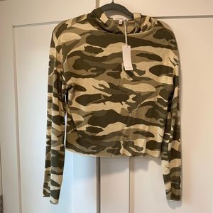 Anistar Camo Crop Hoodie